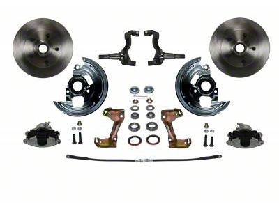 LEED Brakes Front Spindle Mount Disc Brake Conversion Kit with Vented Rotors; Zinc Plated Calipers (67-69 Camaro)