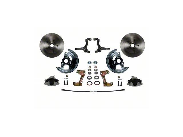 LEED Brakes Front Spindle Mount Disc Brake Conversion Kit with Vented Rotors; Zinc Plated Calipers (67-69 Camaro)