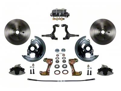LEED Brakes Manual Front Disc Brake Conversion Kit with Master Cylinder, Bottom Mount Valve and Vented Rotors; Zinc Plated Calipers (67-69 Camaro w/ Front Disc & Rear Drum Brakes)