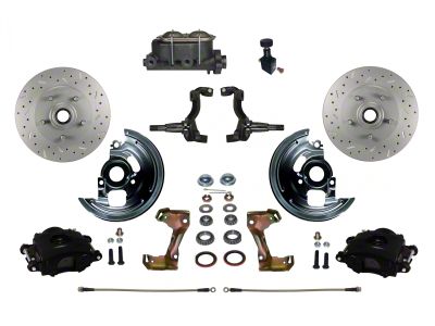 LEED Brakes Manual Front Disc Brake Conversion Kit with MaxGrip XDS Rotors and Adjustable Valve; Black Calipers (67-69 Camaro)