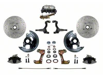 LEED Brakes Manual Front Disc Brake Conversion Kit with MaxGrip XDS Rotors and Side Mount Valve; Zinc Plated Calipers (67-69 Camaro w/ 4-Wheel Disc Brakes)