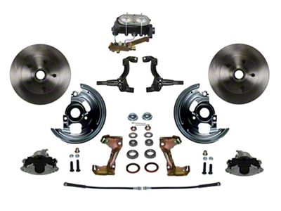 LEED Brakes Manual Front Disc Brake Conversion Kit with Vented Rotors and Side Mount Valve; Zinc Plated Calipers (67-69 Camaro w/ Front Disc & Rear Drum Brakes)