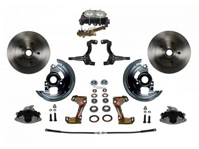 LEED Brakes Manual Front Disc Brake Conversion Kit with Vented Rotors and Side Mount Valve; Zinc Plated Calipers (67-69 Camaro w/ 4-Wheel Disc Brakes)