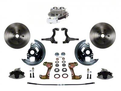LEED Brakes Manual Front Disc Brake Conversion Kit with Chrome Top Master Cylinder, Side Mount Valve and Vented Rotors; Zinc Plated Calipers (67-69 Camaro w/ Front Disc & Rear Drum Brakes)