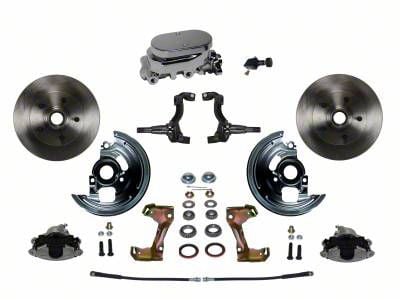 LEED Brakes Manual Front Disc Brake Conversion Kit with Chrome Master Cylinder, Adjustable Valve and Vented Rotors; Zinc Plated Calipers (67-69 Camaro)