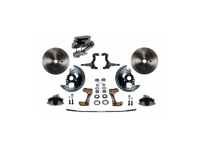 LEED Brakes Manual Front Disc Brake Conversion Kit with Side Mount Valve and Vented Rotors; Zinc Plated Calipers (67-69 Camaro w/ Front Disc & Rear Drum Brakes)