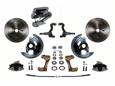 LEED Brakes Manual Front Disc Brake Conversion Kit with Side Mount Valve and Vented Rotors; Zinc Plated Calipers (67-69 Camaro w/ Front Disc & Rear Drum Brakes)