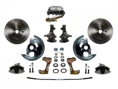 LEED Brakes Manual Front Disc Brake Conversion Kit with Side Mount Valve, 2-Inch Drop Spindles and Vented Rotors; Zinc Plated (67-69 Camaro w/ Front Disc & Rear Drum Brakes)