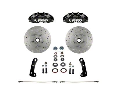 LEED Brakes MaxGrip Lite 4-Piston Front Disc Brake Conversion Kit with MaxGrip XDS Rotors; Black Calipers (67-69 Camaro)