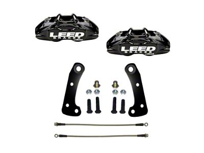 LEED Brakes MaxGrip Lite 4-Piston Front Caliper Kit; Black (67-69 Camaro)