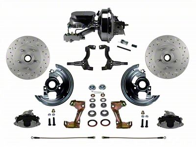 LEED Brakes Power Front Disc Brake Conversion Kit with 9-Inch Brake Booster and MaxGrip XDS Rotors; Zinc Plated Calipers (67-69 Camaro w/ Front Disc & Rear Drum Brakes)