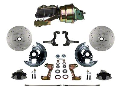 LEED Brakes Power Front Disc Brake Conversion Kit with 7-Inch Brake Booster, Master Cylinder, Side Mount Valve and MaxGrip XDS Rotors; Zinc Plated Calipers (67-69 Camaro w/ 4-Wheel Disc Brakes)