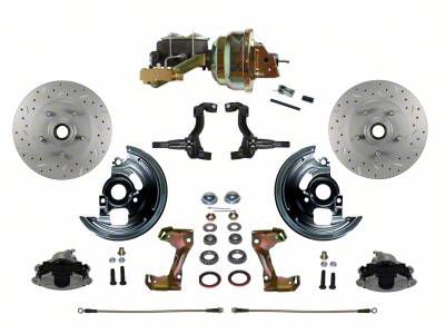 LEED Brakes Power Front Disc Brake Conversion Kit with 8-Inch Booster, Side Mount Valve and MaxGrip XDS Rotors; Zinc Plated Calipers (67-69 Camaro w/ 4-Wheel Disc Brakes)