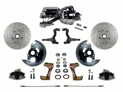LEED Brakes Power Front Disc Brake Conversion Kit with 8-Inch Chrome Brake Booster, Side Mount Valve and MaxGrip XDS Rotors; Zinc Plated Calipers (67-69 Camaro w/ 4-Wheel Disc Brakes)