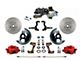 LEED Brakes Power Front Disc Brake Conversion Kit with 9-Inch Brake Booster and MaxGrip XDS Rotors; Red Calipers (67-69 Camaro w/ Front Disc & Rear Drum Brakes)