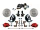 LEED Brakes Power Front Disc Brake Conversion Kit with 9-Inch Brake Booster, Side Mount Valve, 2-Inch Drop Spindles and MaxGrip XDS Rotors; Red Calipers (67-69 Camaro w/ Front Disc & Rear Drum Brakes)