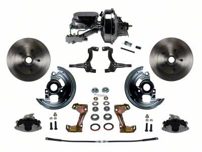 LEED Brakes Power Front Disc Brake Conversion Kit with 9-Inch Brake Booster and Vented Rotors; Zinc Plated Calipers (67-69 Camaro w/ Front Disc & Rear Drum Brakes)