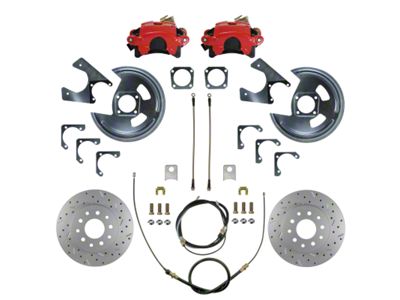 LEED Brakes Rear Disc Brake Conversion Kit with MaxGrip XDS Rotors; Red Calipers (70-81 Camaro)