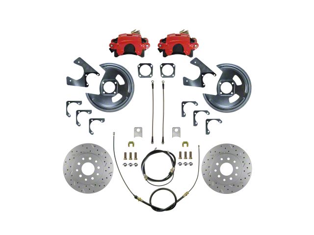 LEED Brakes Rear Disc Brake Conversion Kit with MaxGrip XDS Rotors; Red Calipers (70-81 Camaro)