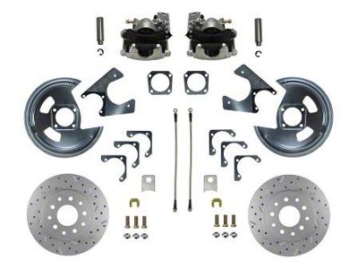 LEED Brakes Rear Disc Brake Conversion Kit with MaxGrip XDS Rotors; Zinc Plated Calipers (1967 Camaro w/ Non-Staggered Shocks)