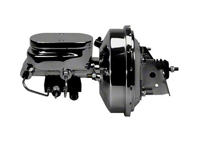 LEED Brakes 9-Inch Single Power Brake Booster with 1-Inch Dual Bore Flat Top Master Cylinder and Combo Valve; Chrome Finish (70-81 Camaro)