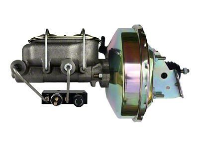 LEED Brakes 9-Inch Single Power Brake Booster with 1-1/8-Inch Dual Bore Master Cylinder and Combo Valve; Zinc Finish (70-81 Camaro)