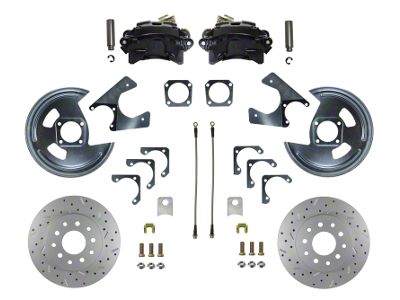 LEED Brakes Rear Disc Brake Conversion Kit with MaxGrip XDS Rotors; Black Calipers (64-77 Chevelle, Malibu)