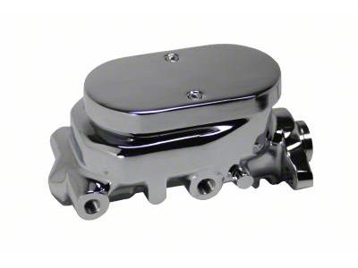 LEED Brakes 1-1/8-Inch Dual Bore Flat-Top Master Cylinder; Chrome (77-82 Corvette C3 w/ Power Brakes)