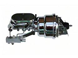 LEED Brakes 7-Inch Dual Power Brake Booster with 1-1/8-Inch Dual Bore Flat Top Master Cylinder and Side Mount Valve; Chrome Finish (70-72 Monte Carlo w/ 4-Wheel Disc Brakes)