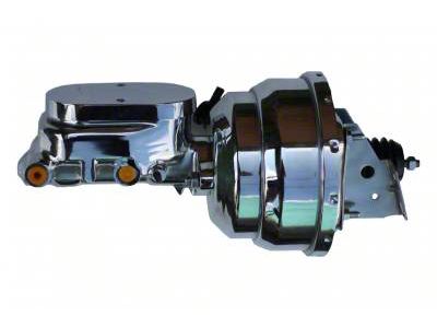 LEED Brakes 8-Inch Dual Power Brake Booster with 1-1/8-Inch Dual Bore Flat Top Master Cylinder; Chrome Finish (70-72 Monte Carlo)