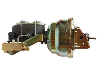 LEED Brakes 8-Inch Dual Power Brake Booster with 1-1/8-Inch Dual Bore Master Cylinder and Side Mount Valve; Zinc Finish (70-72 Monte Carlo w/ Front Disc & Rear Drum Brakes)