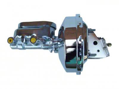 LEED Brakes 9-Inch Single Power Brake Booster with 1-1/8-Inch Dual Bore Flat Top Master Cylinder; Chrome Finish (70-72 Monte Carlo)