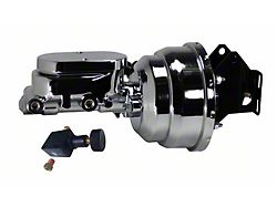 LEED Brakes 8-Inch Dual Power Brake Booster with 1-Inch Dual Bore Flat Top Master Cylinder and Adjustable Valve; Chrome Finish (57-61 Fairlane)