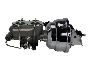 LEED Brakes 8-Inch Dual Power Brake Booster with 1-Inch Dual Bore Master Cylinder and Combo Valve; Chrome Finish (70-81 Firebird)