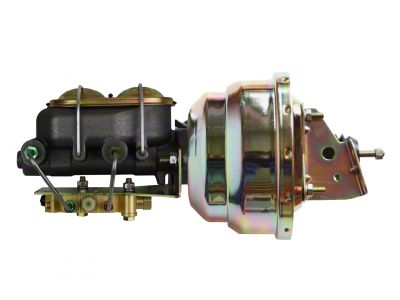 LEED Brakes 8-Inch Dual Power Brake Booster with 1-1/8-Inch Dual Bore Master Cylinder and Disc/Drum Valve; Zinc Finish (70-81 Firebird w/ Front Disc & Rear Drum Brakes)