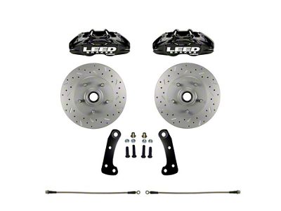 LEED Brakes MaxGrip Lite 4-Piston Front Caliper Kit with MaxGrip XDS Rotors; Black Calipers (67-69 Firebird)