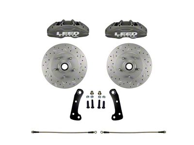 LEED Brakes MaxGrip Lite 4-Piston Front Caliper Kit with MaxGrip XDS Rotors; Anodized Calipers (67-69 Firebird)