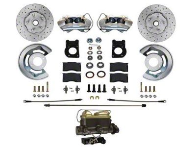 LEED Brakes Manual Front Disc Brake Conversion Kit with MaxGrip XDS Rotors; Zinc Plated Calipers (63-69 Ranchero)