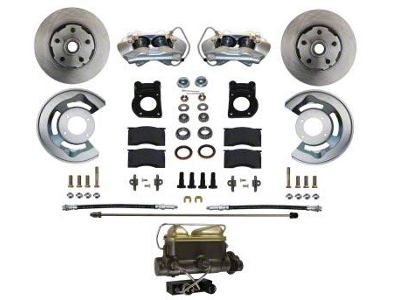 LEED Brakes Manual Front Disc Brake Conversion Kit with Vented Rotors; Zinc Plated Calipers (63-69 Ranchero)