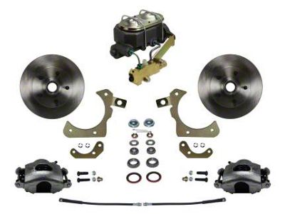 LEED Brakes Manual Front Disc Brake Conversion Kit with Side Mount Valve and Vented Rotors; Zinc Plated Calipers (1958 Biscayne, Brookwood, Del Ray, Impala w/ Front Disc & Rear Drum Brakes)