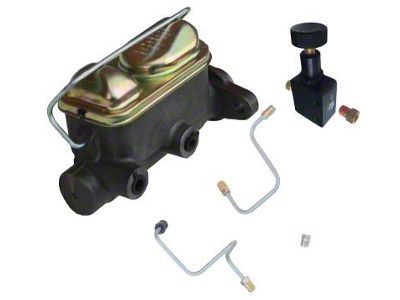 LEED Brakes 1-Inch Dual Bowl Master Cylinder Kit with Lines and Adjustable Valve; Natural Finish (64-66 Mustang w/ Manual Disc Brakes)