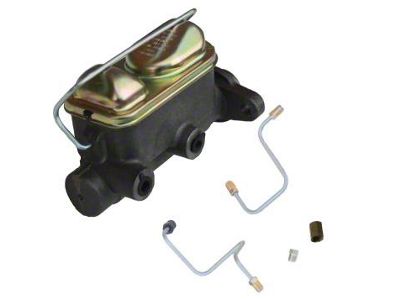 LEED Brakes 1-Inch Dual Bowl Master Cylinder Kit with Lines; Natural Finish (64-66 Mustang w/ Manual Disc Brakes)