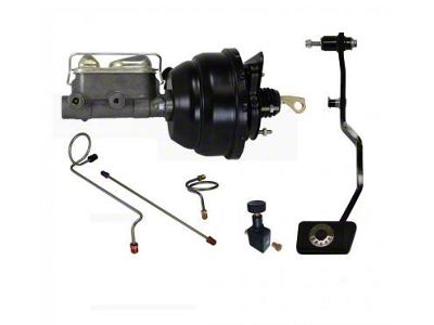 LEED Brakes 8-Inch Dual Power Brake Booster with 1-Inch Dual Bore Master Cylinder, Adjustable Valves, Lines and Pedal; Black Finish (67-70 Mustang w/ Manual Transmission)