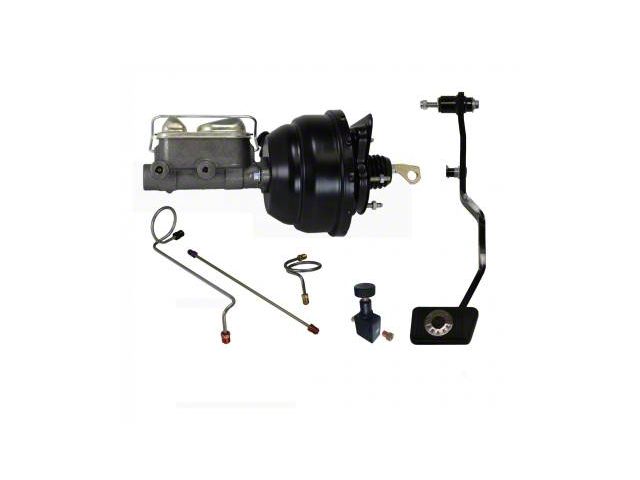 LEED Brakes 8-Inch Dual Power Brake Booster with 1-Inch Dual Bore Master Cylinder, Adjustable Valves, Lines and Pedal; Black Finish (67-70 Mustang w/ Manual Transmission)