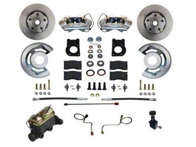 LEED Brakes Front Disc Brake Conversion Kit with Vented Rotors; Zinc Plated Calipers (71-73 Mustang w/ Front Drum Brakes)