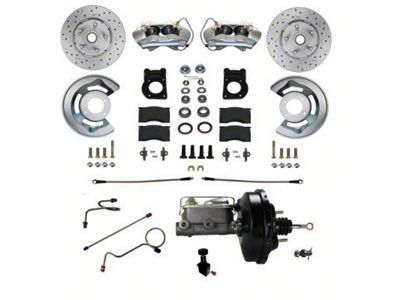 LEED Brakes Power Front Disc Brake Conversion Kit with MaxGrip XDS Rotors; Zinc Plated Calipers (71-73 Mustang w/ Front Drum Brakes)