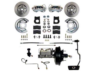 LEED Brakes Power Front Disc Brake Conversion Kit with Vented Rotors; Zinc Plated Calipers (1970 Mustang w/ Automatic Transmission & Front Drum Brakes)