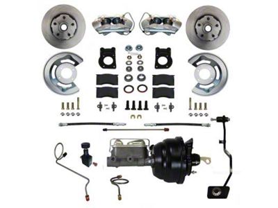 LEED Brakes Power Front Disc Brake Conversion Kit with Vented Rotors; Zinc Plated Calipers (1970 Mustang w/ Manual Transmission & Front Drum Brakes)