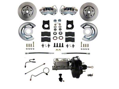 LEED Brakes Power Front Disc Brake Conversion Kit with Vented Rotors; Zinc Plated Calipers (71-73 Mustang w/ Front Drum Brakes)