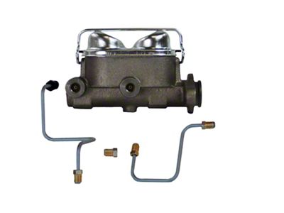 LEED Brakes 1-Inch Dual Bore Master Cylinder Kit with Lines; Natural Finish (64-66 Mustang w/ 4-Wheel Drum Brakes)
